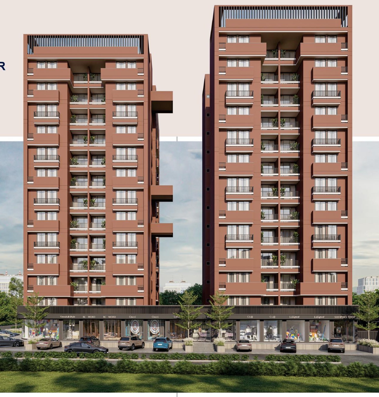 Sona Serenity twin tower facade